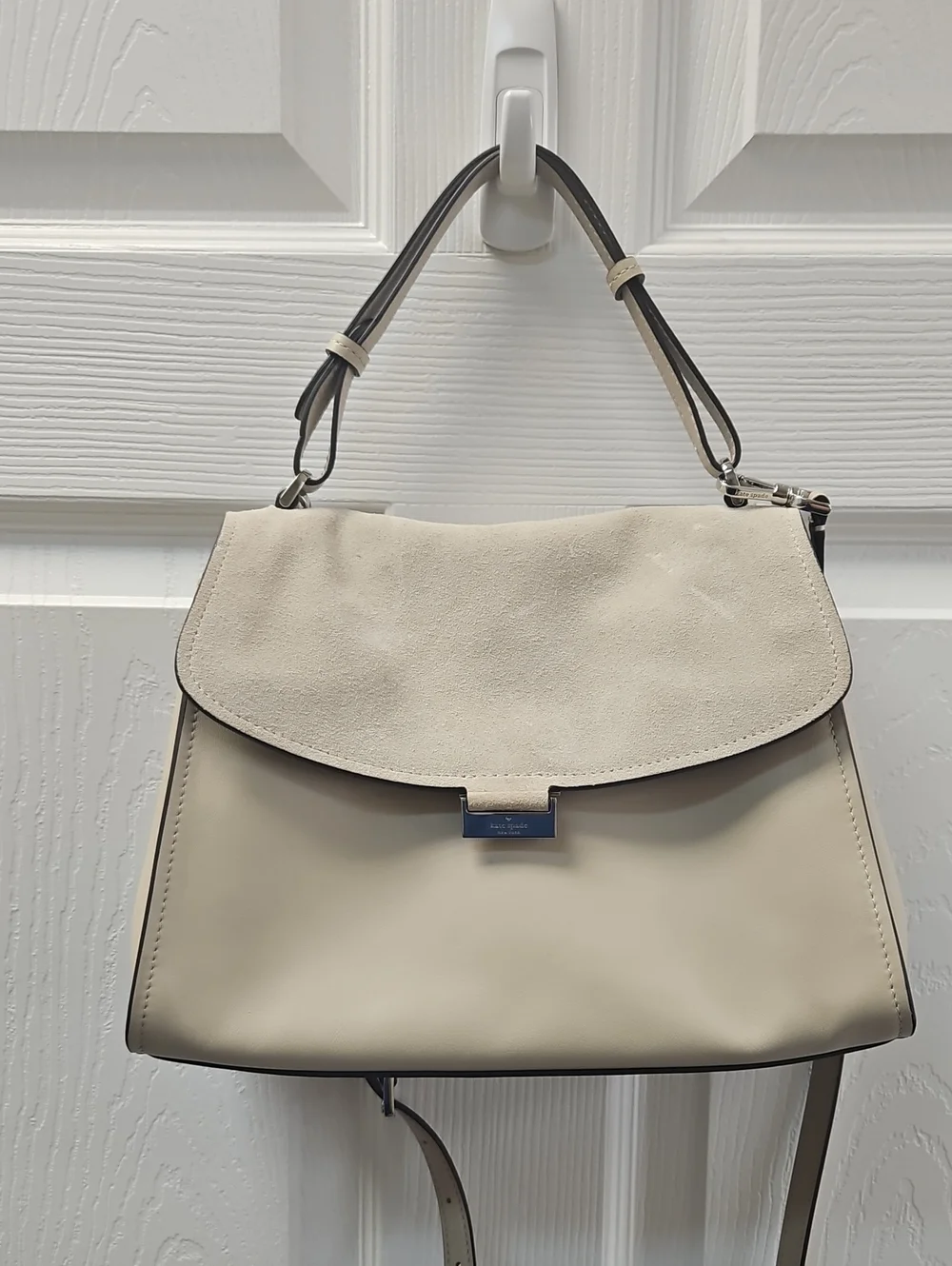 kate spade Cream Two-Tone Suede & Leather Satchel